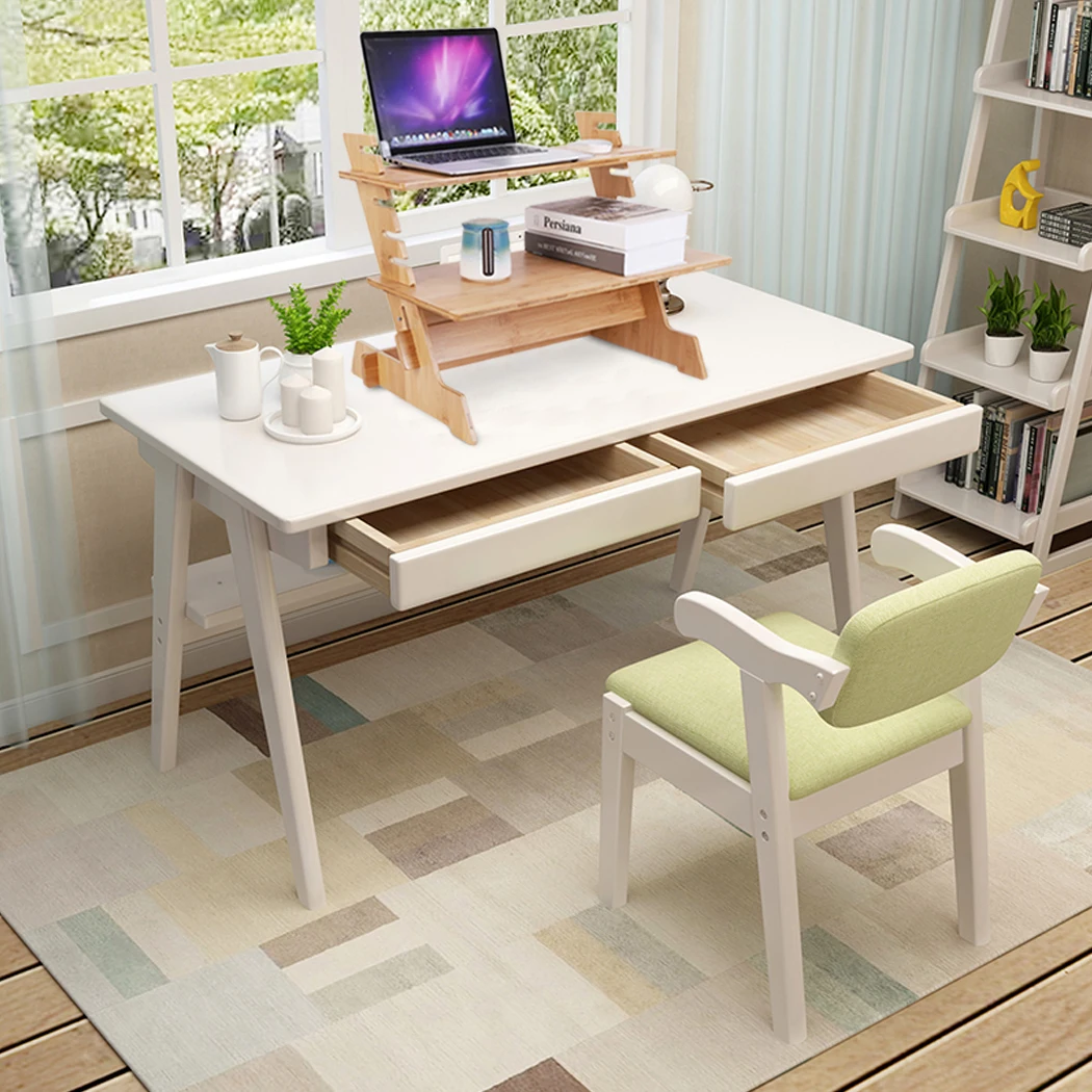 Adjustable Bamboo Wood Computer Desk Monitor Riser Stand Height Adjustment for Laptop