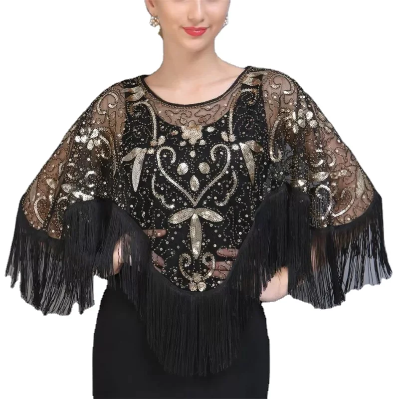 1920s Shiny Women Sequins Evening Dresses Shawls for Wedding