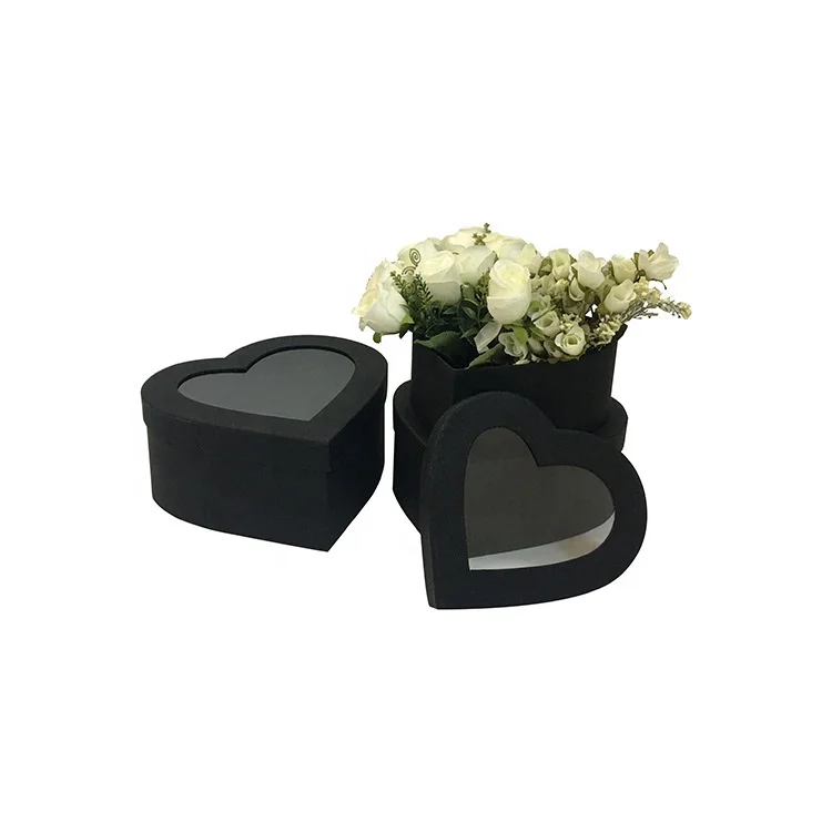 Set 3 Reusable Heart-Shaped Floral Bouquet Boxes Coated Nested Flower Arrangement Gift Box for Anniversaries Weddings Mother's