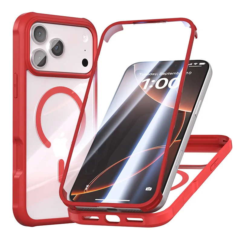 High Transparency Tempered Glass Phone Case Magnetic for iPhone 17 Pro Max 17 Air Magnetic Clear Phone Case