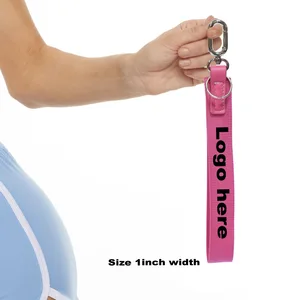Custom Logo Print 1 Inch O Ring Nylon Mobile Lanyards Key Chain Portable Fabric Holder Leather Wristlet Strap Keychain