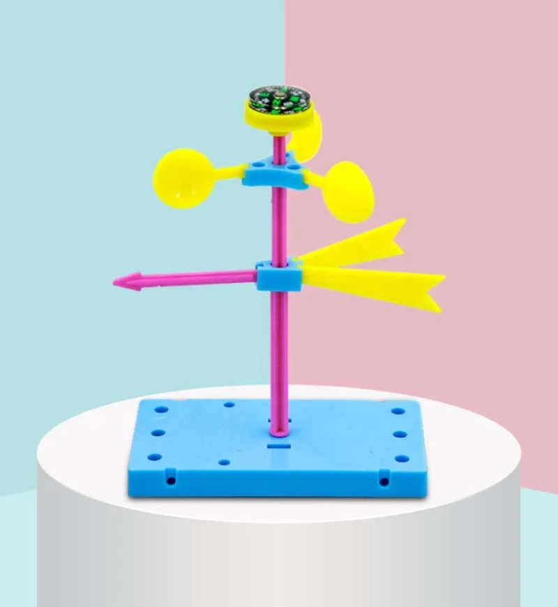 DIY Plastic Wind Vane Model Handmade Anemometer Kit Wind Speed Measurement Toy for Children Physics Experiment Supplies