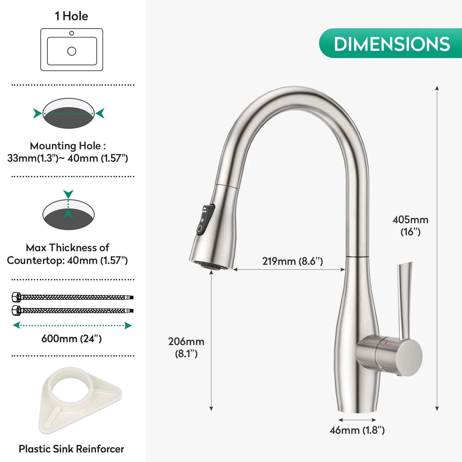 Factory Price Manufacturer Pull Down Kitchen Sink Tap 304 Stainless Steel Kitchen Sink Faucet