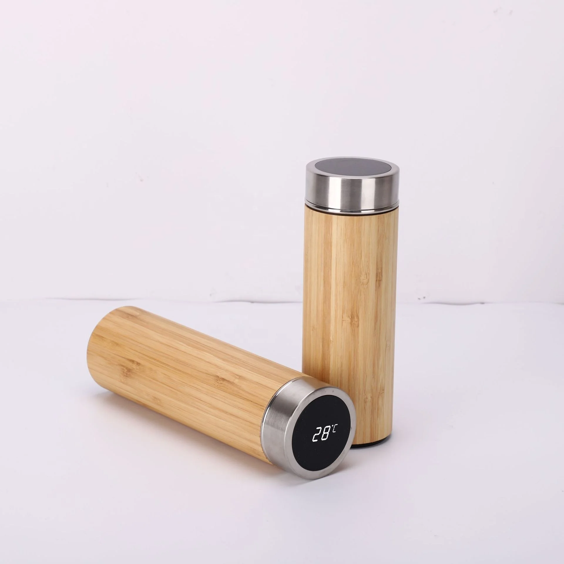 Personalisierter Bambusdeckel 12/15/17oz Doppelwandige Edelstahl 304  Kaffeebecher Tasse Vakuum Thermosflasche Bambus Trinkflasche mit Griff|  Alibaba.com