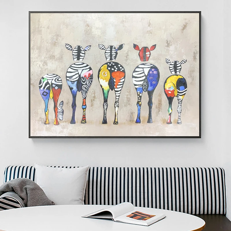 Modern 100% Hand Painted Beautiful Animal Horse Decoration Oil Painting With Frame for Living Room on Sale