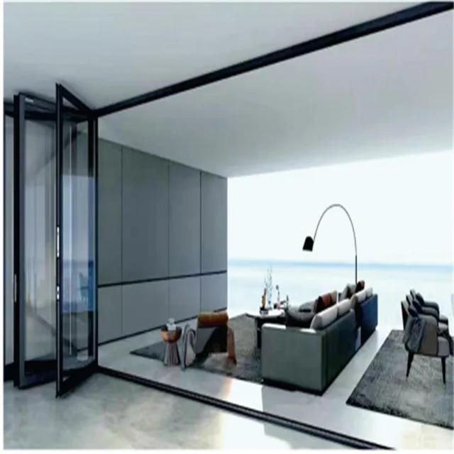 High Quality Aluminum Alloy Electric Folding Door for Balconies & Factories Typhoon-Resistant & Anti-Pinch