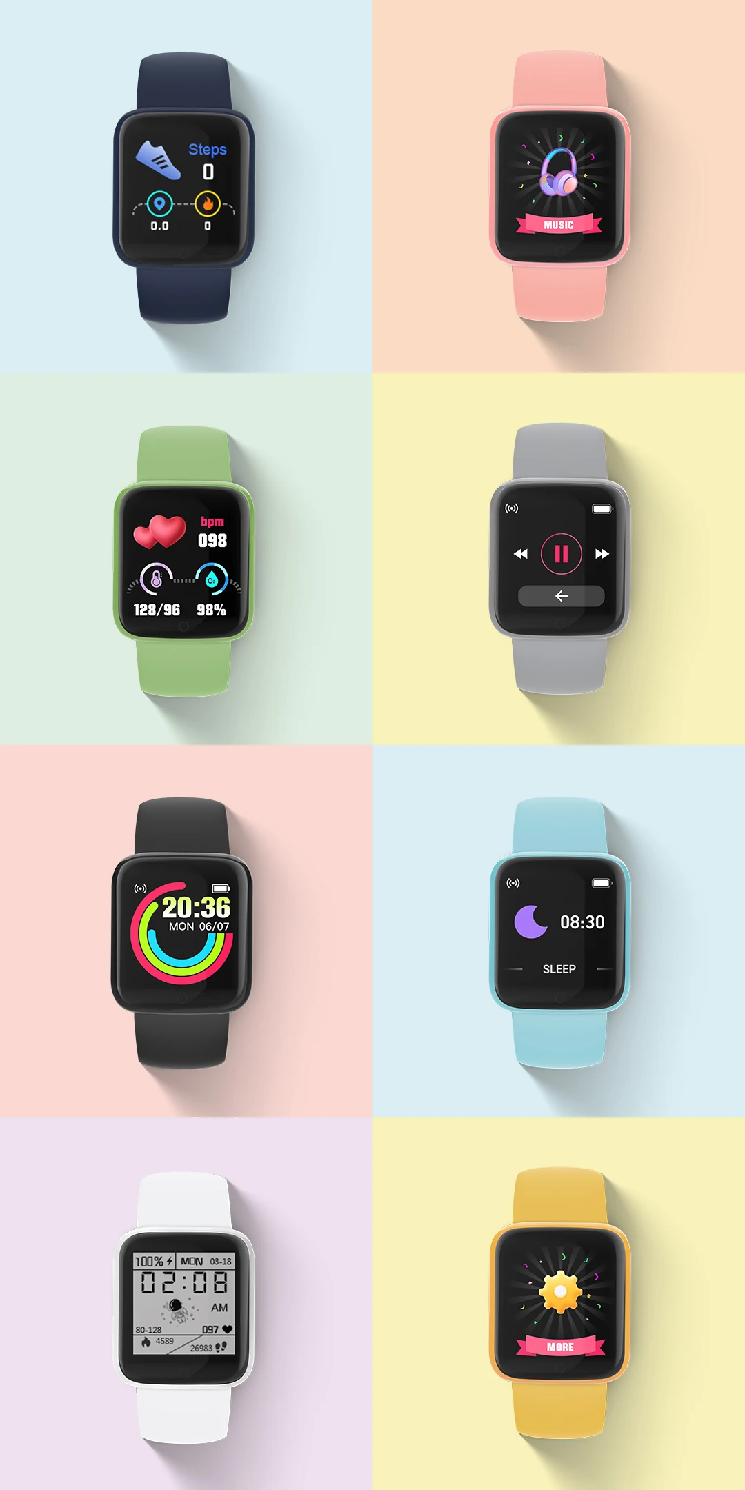 Macaron color watch smart app download Clearance