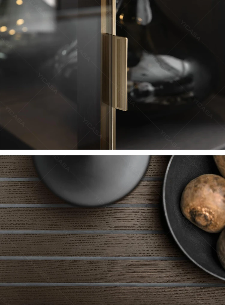 Modern Wood Grain Kitchen Cabinets House Custom With Quartz Stone ...