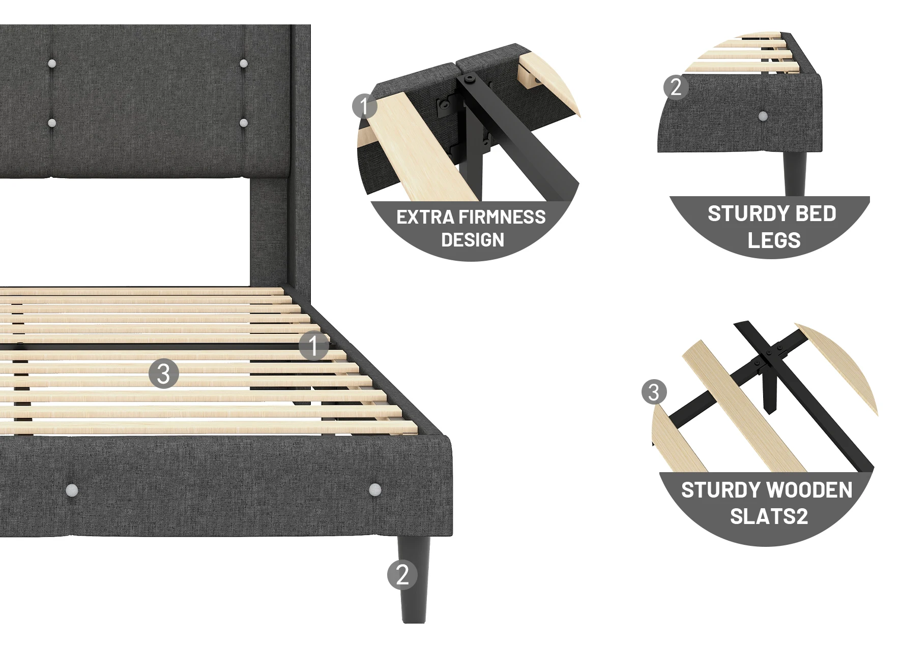 Kainice Hotel Fabric Linen Queens Beds Frame Marco De Cama Matrimonial