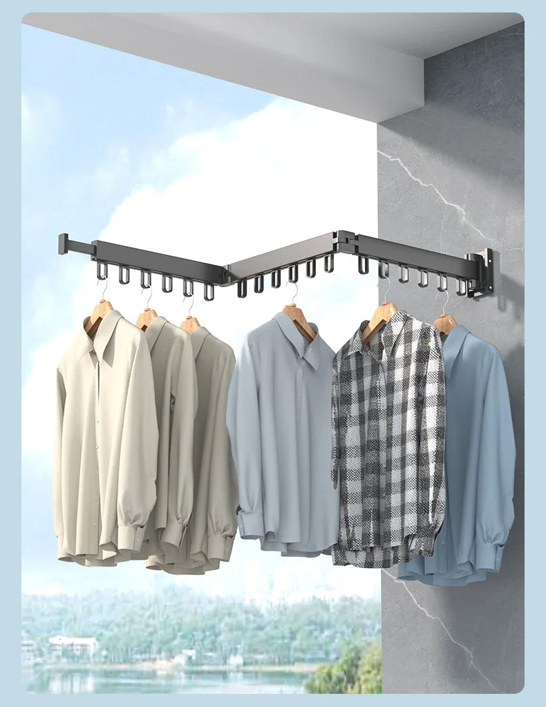 Wholesale Indoor Folding Wall Mounted 3 Fold Clothes Aluminium Alloy