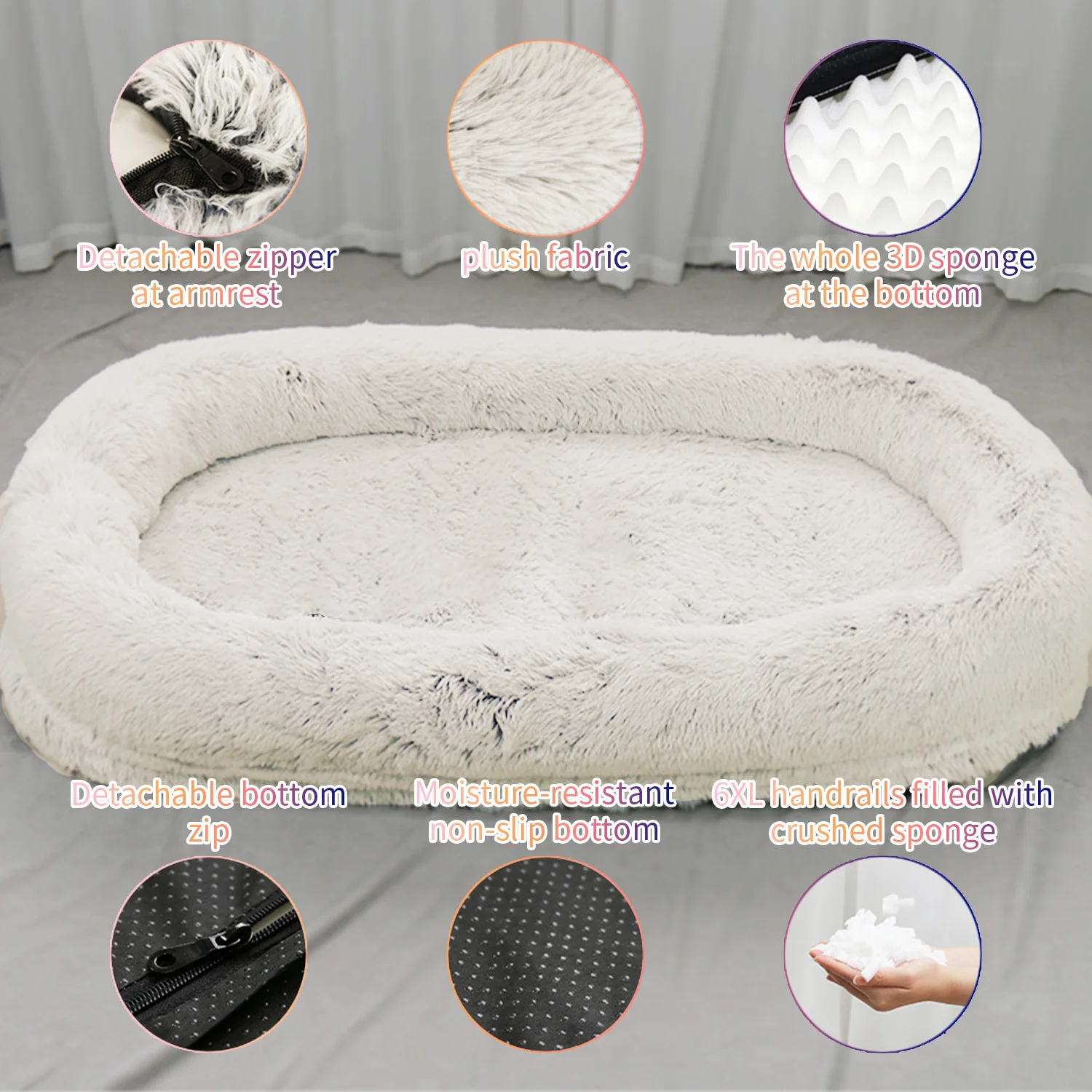 Wholesale luxury xl xxl big memory foam orthopedic heavy duty extra large human sized pet dog bed for people adults manufacture