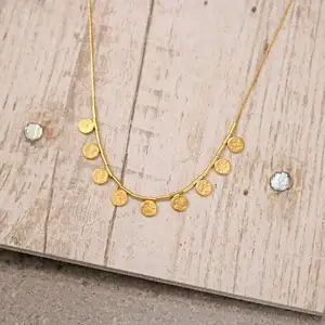 Wholesale 2026 Most Popular Trendy Style Short Necklace Jewelry Figaro Gold Plated 925 Sterling Silver Paillette Short Necklace