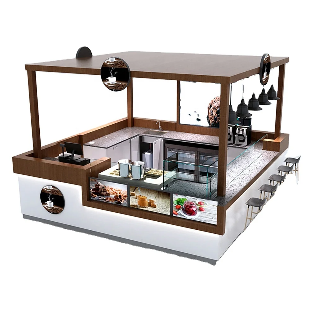 High End Coffee bar Counter Cafe Shop Design Customized Fast Food Kiosk