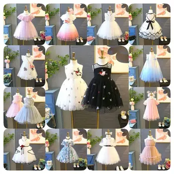 Wholesale latest fashion baby girl party kids dresses for children fancy flower petal evening little clothes