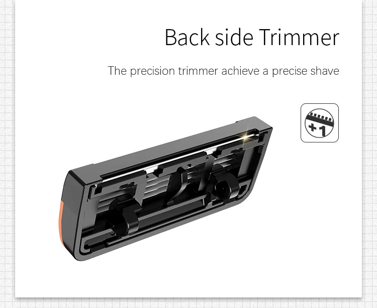 5 Blades Cartridge with Trimmer Men Shaving Razor Open Back Design Replaceable Shaving Razor