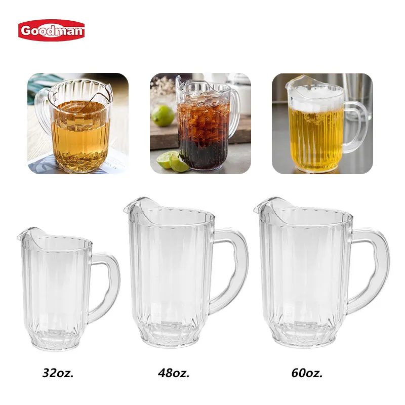 Restaurant Bar Drink Service Reusable Clear Polycarbonate Wine Juice Cup Glass  Ice Cola Lemon Tea Jug Plastic Beer Pitcher details