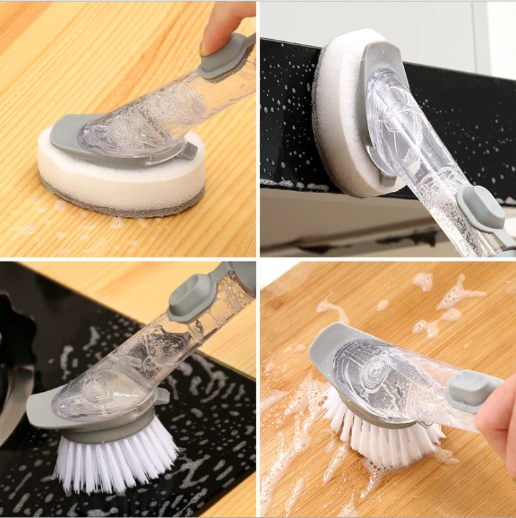 Cleaning Pot Brush Household Merchandises With Refill Liquid Soap ...