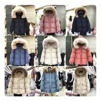 2024 Winter Fashion Down Coat Hooded Glossy Thicker Warm Jacket Long Sleeve Duk Down Padded Outwear Casual Snow Coat