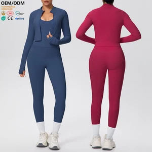 XW-7127+7100+7128 Three Pieces Gym Quick Dry Activewear Breathable Workout Set High Waisted Shaping Leggings Women Yoga Set