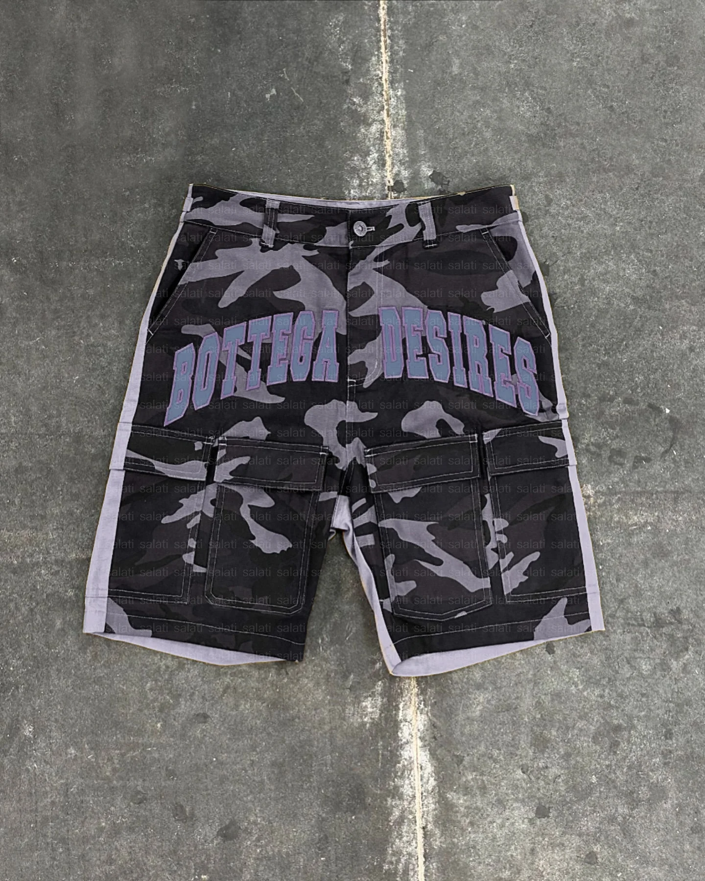 Custom Bermuda Streetwear Summer High Waist Print Twill Oversized Baggy Double Knee Carpenter Camouflage Camo Cargo Shorts Men gallery 7
