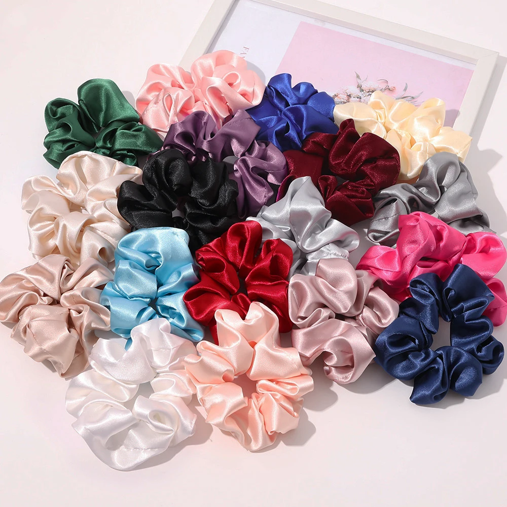 Wholesale Custom Elastic Scrunchies Ponytail Holders Soft Silk Satin ...