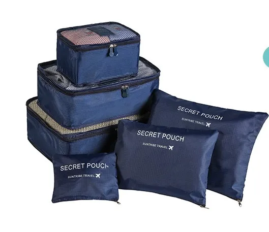 6Pcs Travel Storage Bag Set Clothes Luggage Packing Cube Organizer Suitcase GW 
