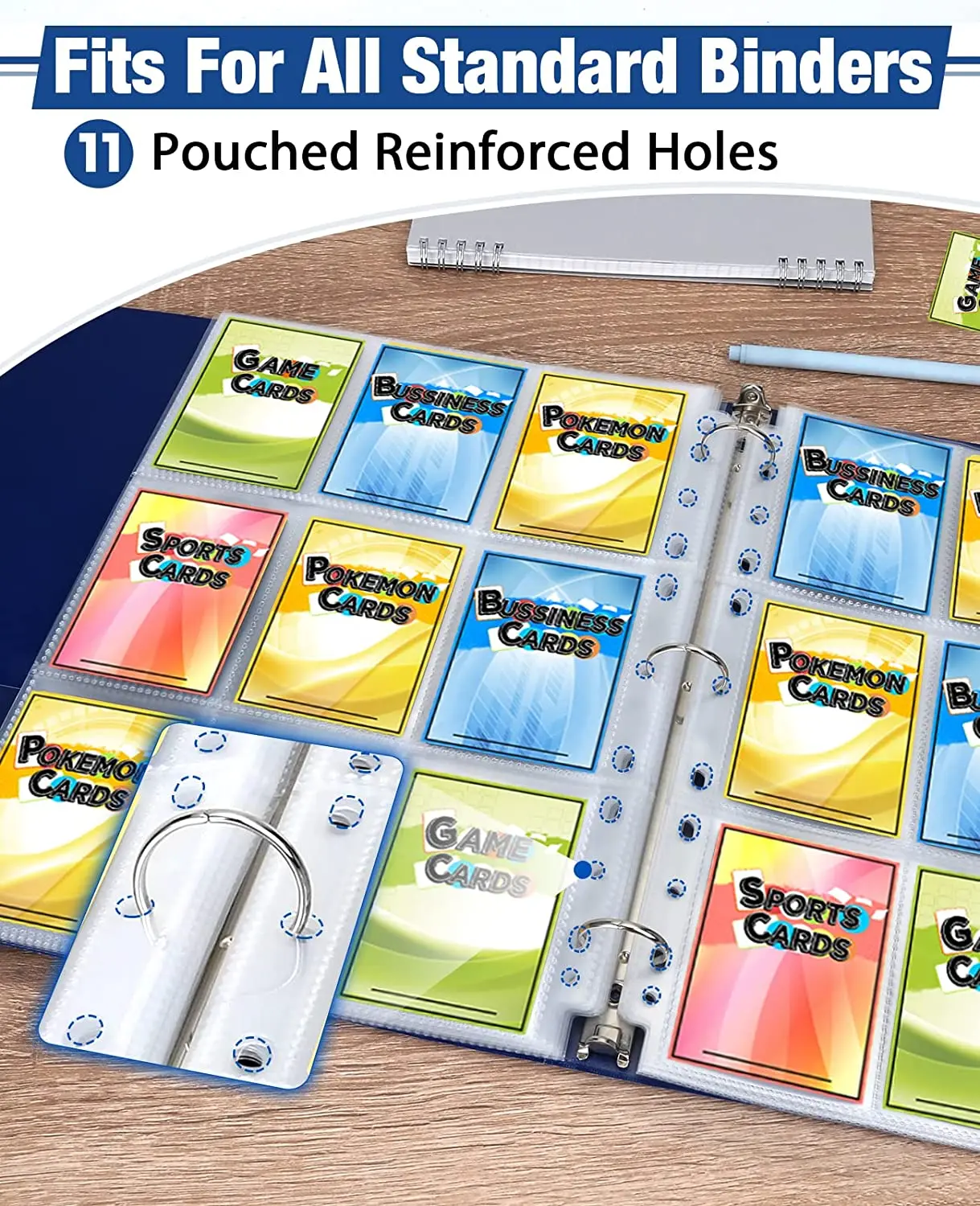 business card plastic sleeve Dunwell Holder Sleeves (25 Pack for 500 Cards), Heavyweight Sheet Protect, Each Holds 20 2x3.5 Namecards, 3-Hole Punched, Fits 3-Ring Binders : Office Products grocery and more. Trading Card Sleeve Binder -