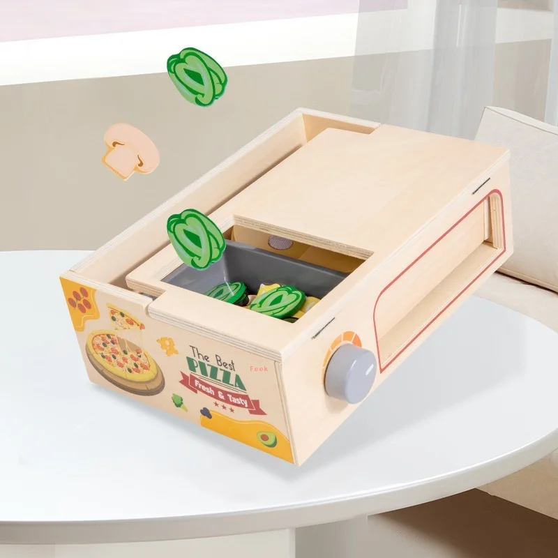 Wooden Pretend Play Kitchen Pizza Oven Toy Education DIY Cooking Simulation Store Toy Simulation Pizza Oven Toy