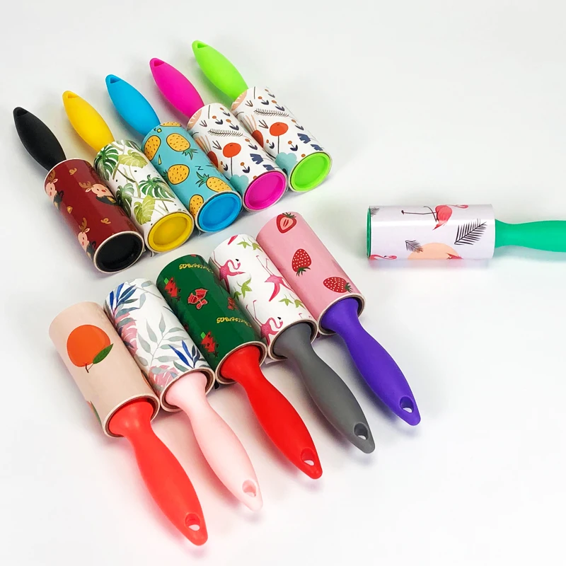 Promotional Plastic Pet Hair Stick Adhesive Spiral Cut Cloth Hair Remover Cleaning Lint Roller Set