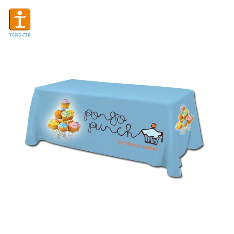 Custom Trade Show Sublimation Printed Logo Polyester Waterproof Fitted Stretch Spandex Table Cover Table Cloths