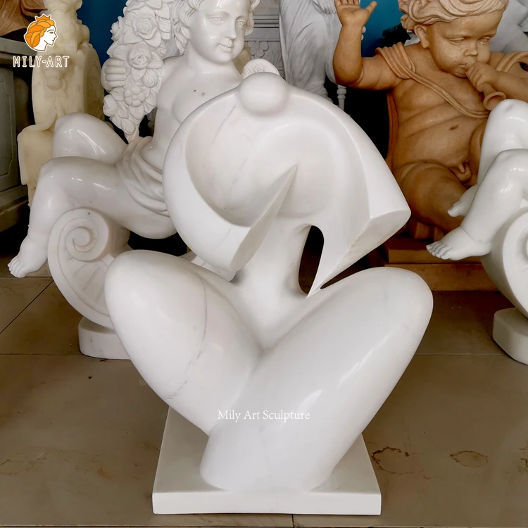 Custom Personality Natural Stone Carving Abstract Statue Marble Angry Boy Sculpture