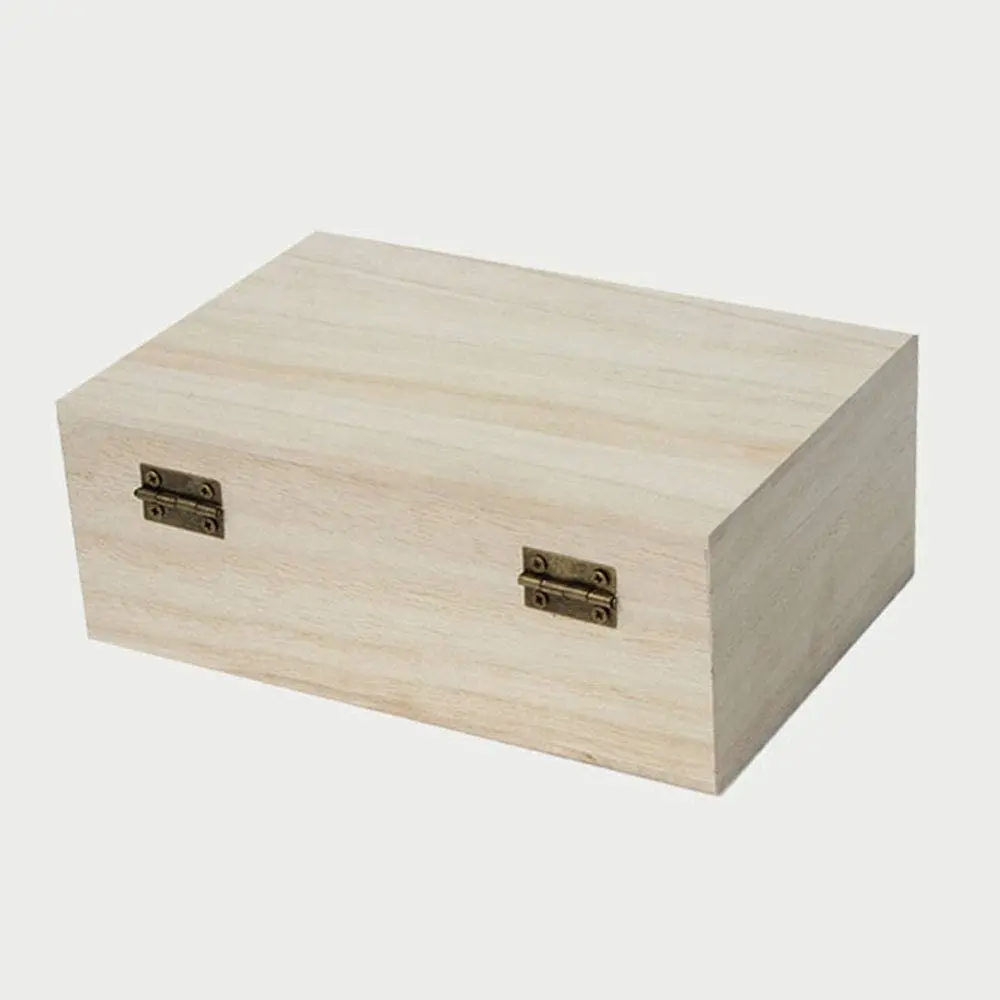 Handmade Solid Pine Wood Storage Box Natural Diy Gift Box With Hinged