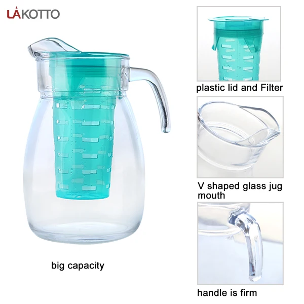 Glass Fruit Infuser Water Pitcher With Removable Lid High Heat