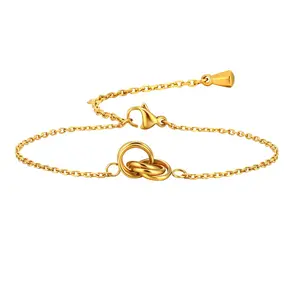 Fashion Minimalist Adjustable Chain Knot Heart Wrapped Bracelets Gold Plated Bracelet for Women