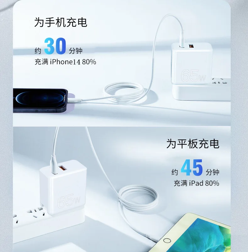 65w Gallium Nitride Charger Gan Portable Folding Super Fast Charger ...