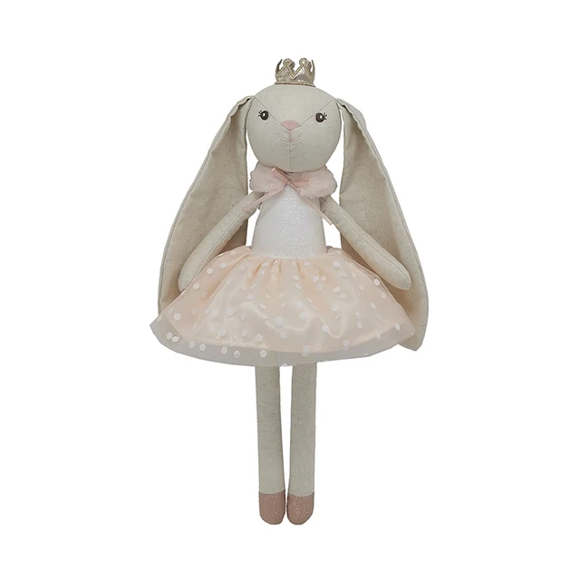 Manufacturers Direct Sale Custom christmas kid  Plush Animal Character Stuffed  Linen long ears Easter bunny soft Toy for girl