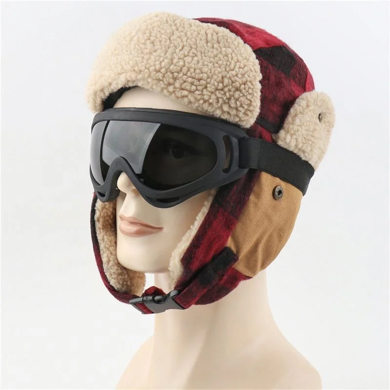Women Cap Earflaps Winter Aviator Hats 