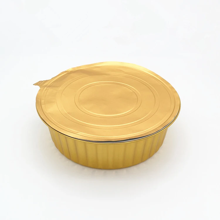 product high quality round disposable baking bakeware 4000ml half size golden tin cake roasting trays hot pot aluminum foil pans-5