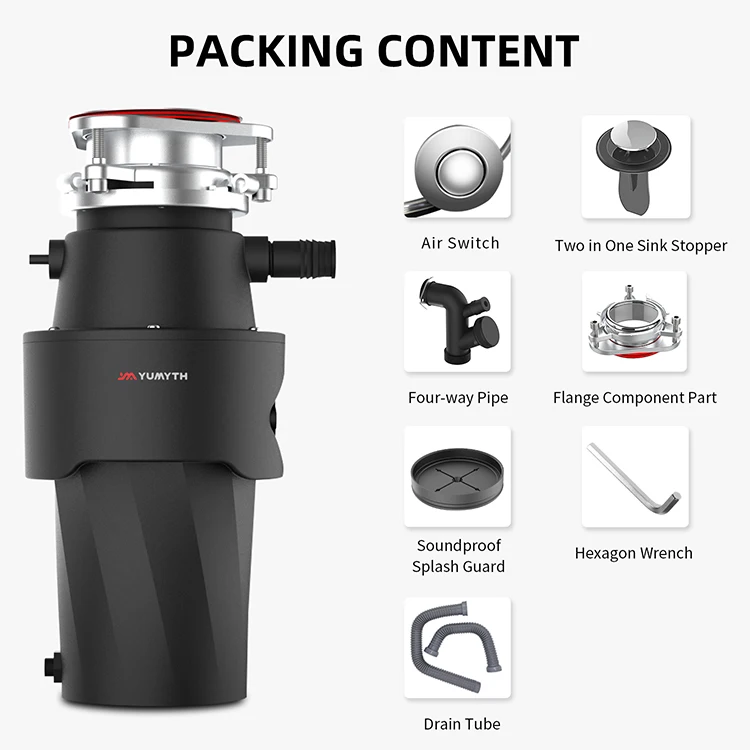 Yumyth Kitchen Waste Disposer 1/2 Hp Continuous Feed Garbage Disposal