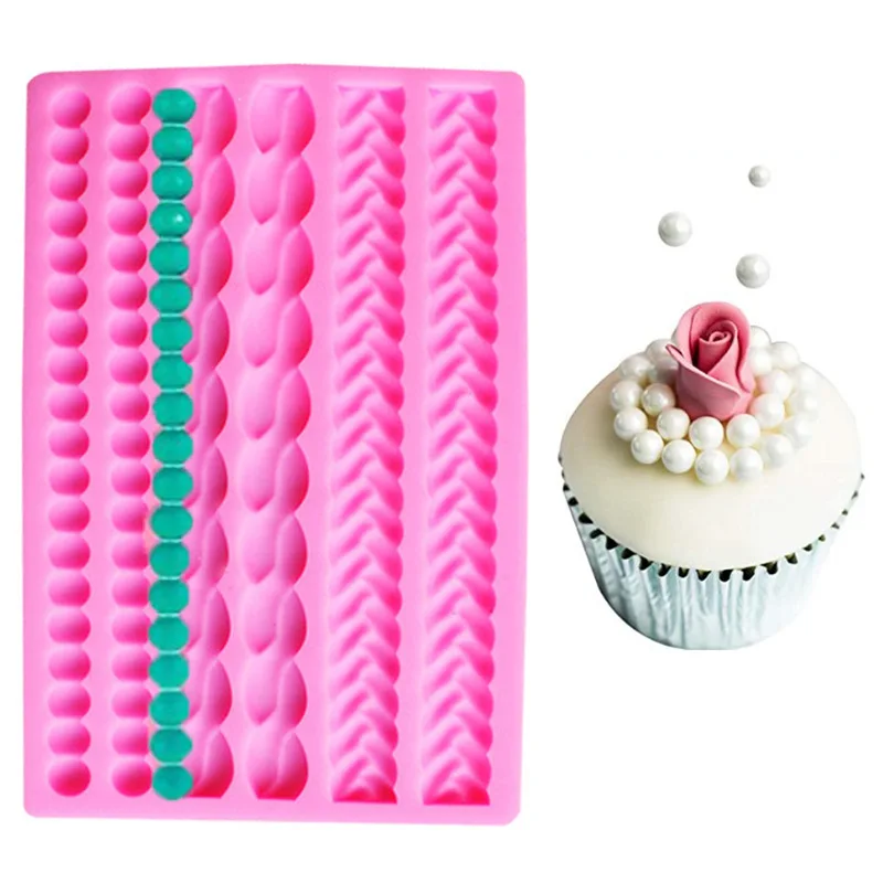 Pearl Strings Silicone Fondant Mold Cake Lace Decorating Chocolate Baking Mould 