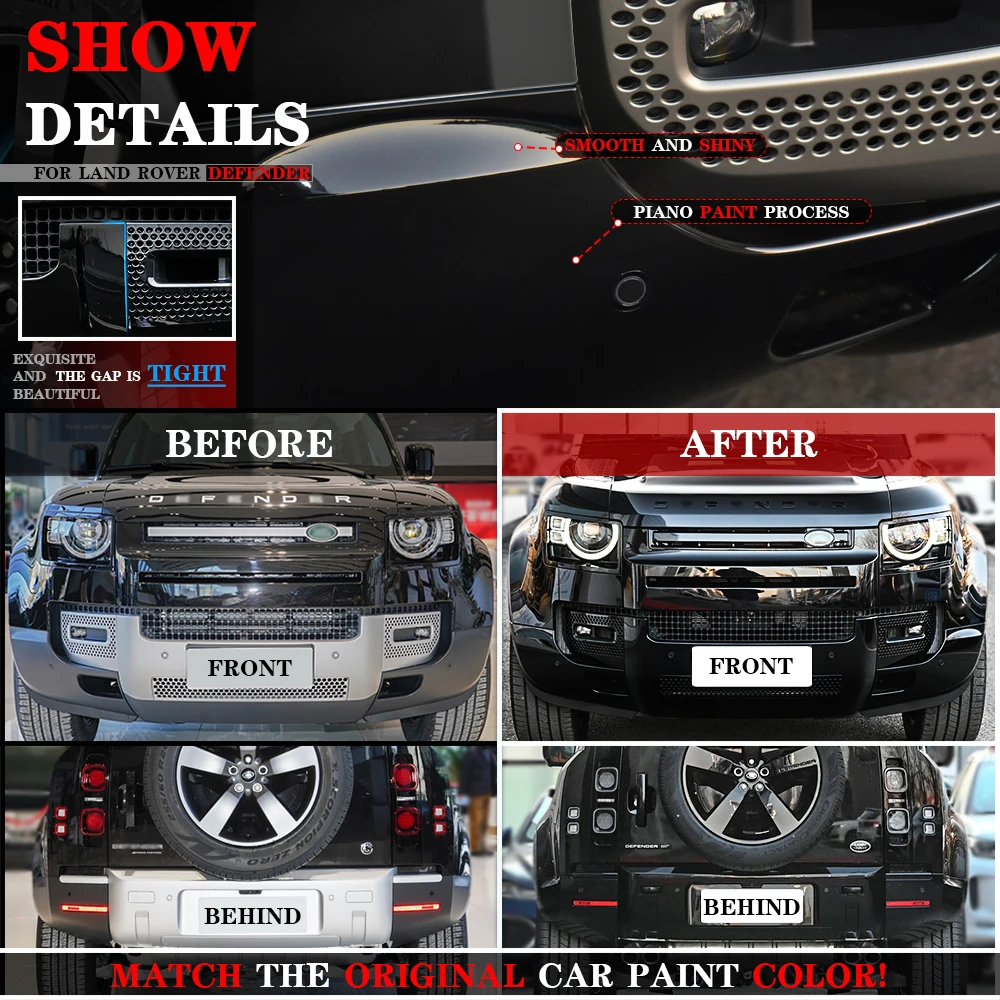 All Glossy Black Car Accessories Body Parts Front Bumper for Land Rover Defender Bodykit