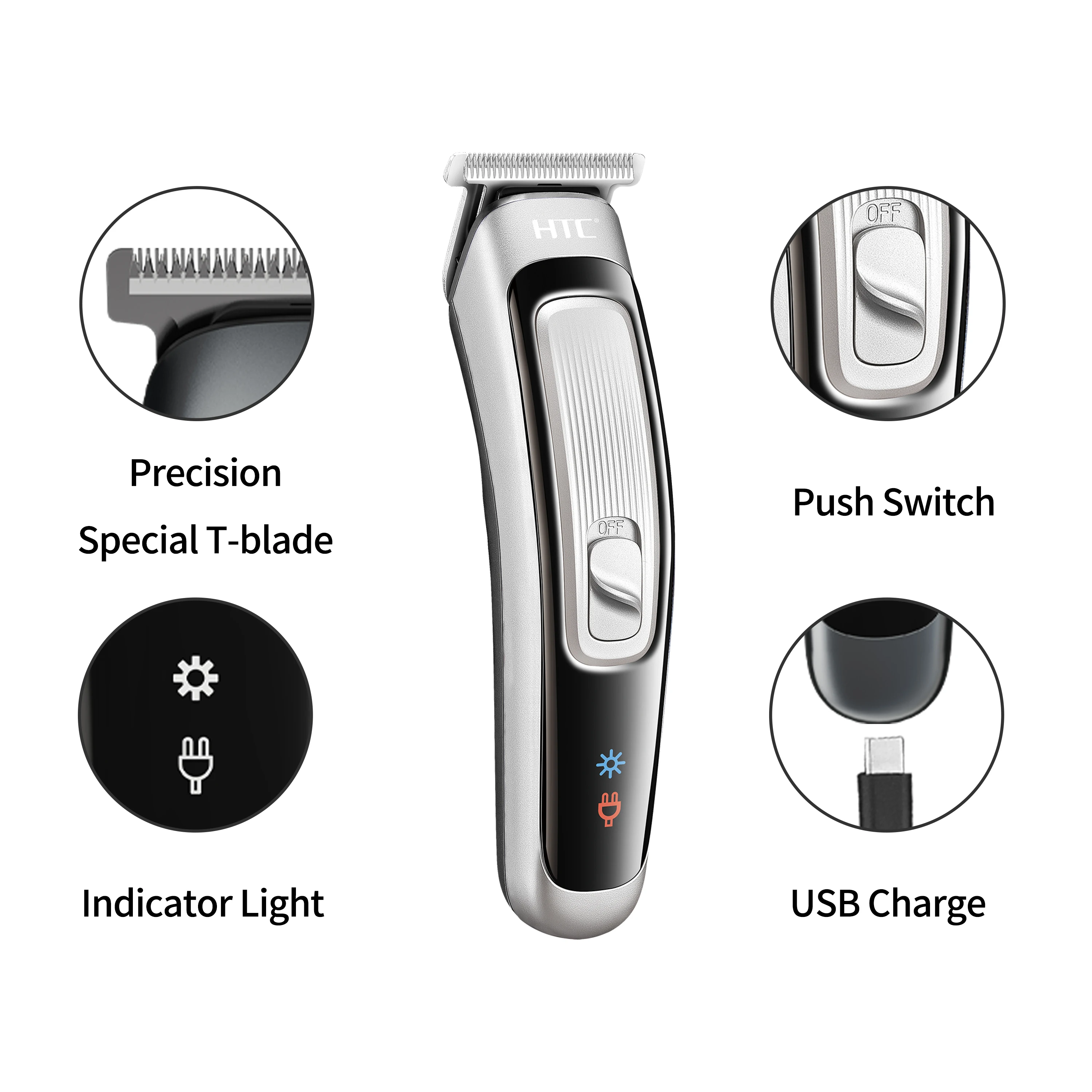 Tondeuse Barbe Professionnelle SURKER - Lame En T, Rechargeable, Pour Homme