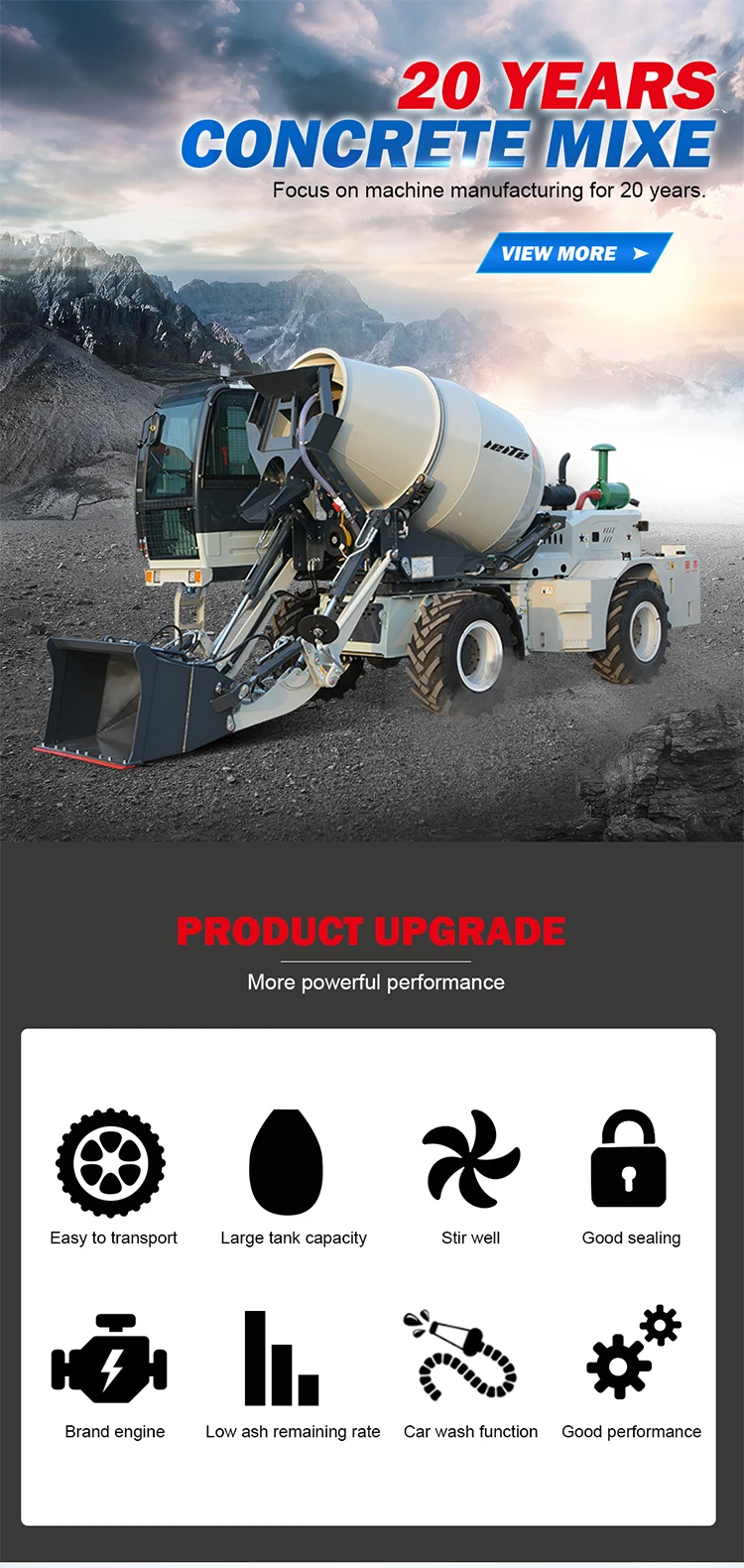 Self Loading Concrete Mixer Automatic Rotation Cmt4000rw Diesel Small