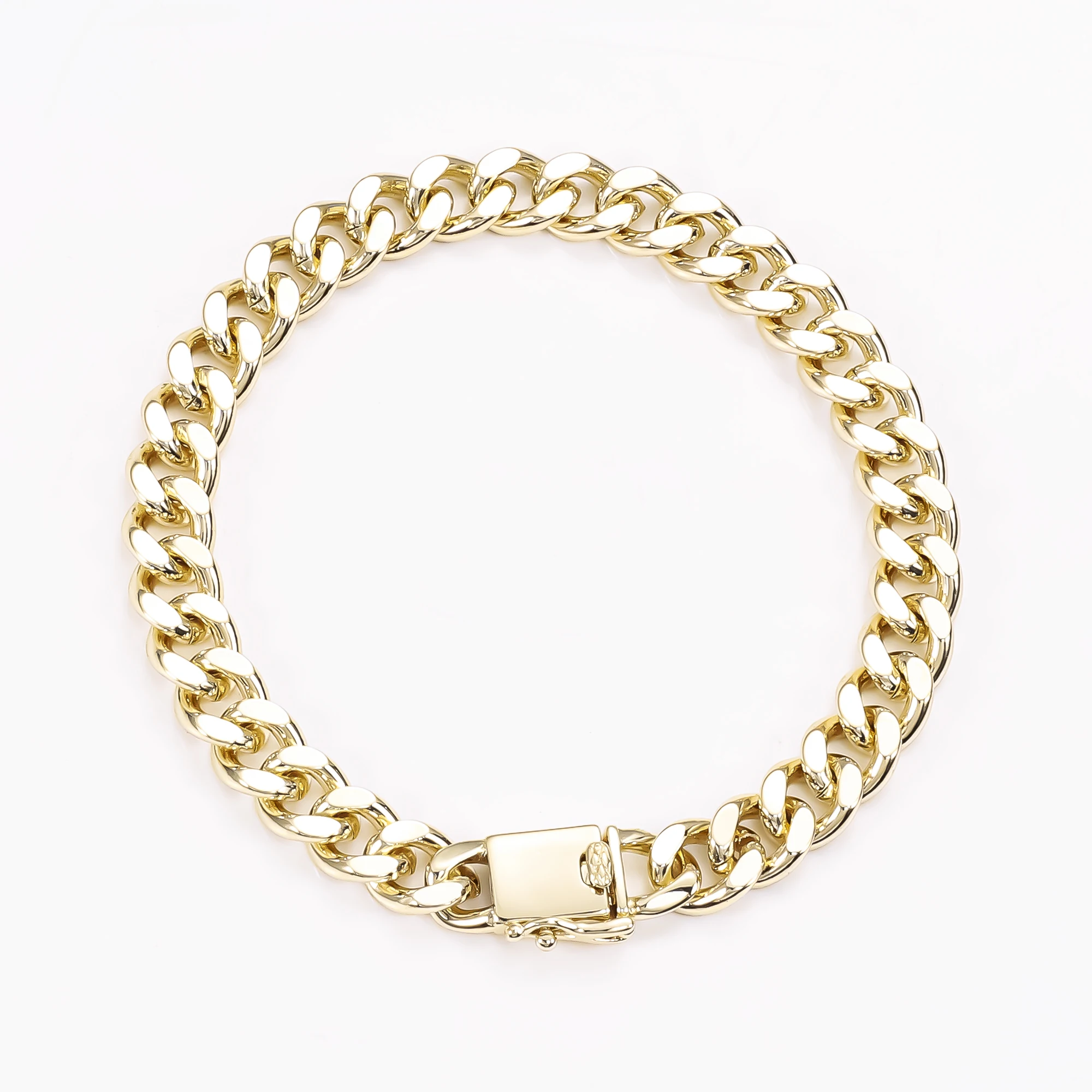 14K Real Gold Plated Pulsera Hombre Chunky Diamond Cut Links Rock Bracelet Miami Hiphop Cuban Link Bracelet for Men
