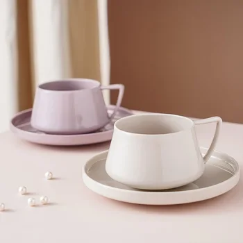 Factory direct sell porcelain drinking tea cup and saucer set latte coffee ceramic cup