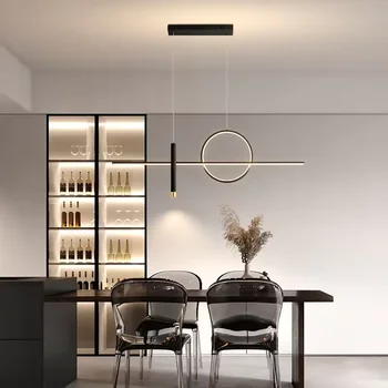 Modern and Minimalist LED Pendant Lamps with Circular Shape Stylish Pendant Lamps Black 90 Dining Luxury Crystal Chandelier 360