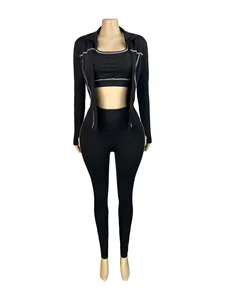 Dropshipping Wholesale Clothing Jogging Wear 3 Piece Fitness Fall Winter Tracksuit Women's Pants Set