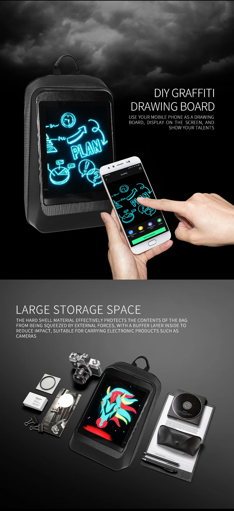 Remote Control Human External Frame Backpack with LED Display Digital ...