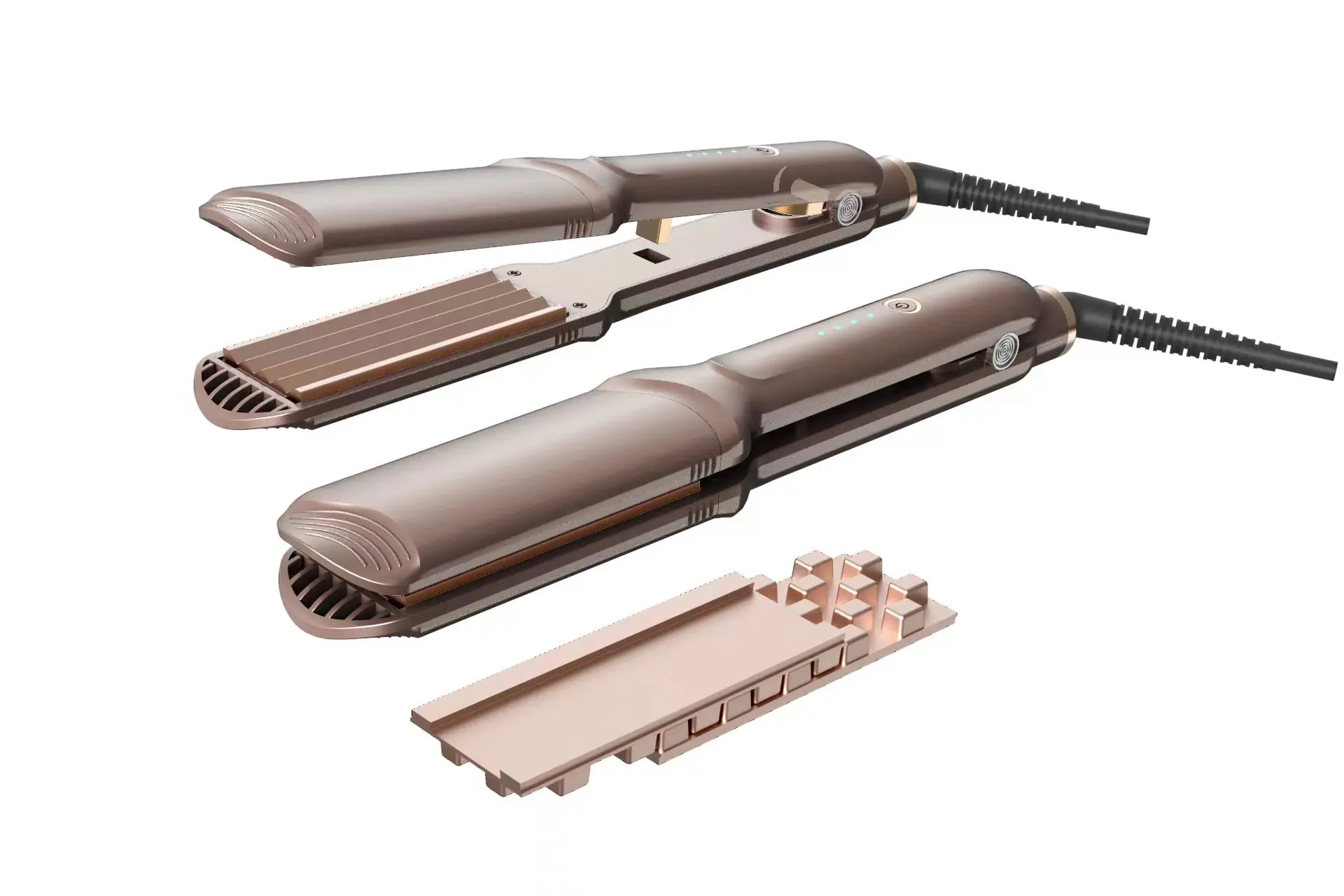 Professional 3D Grid Hair Straightener with LCD Display 5 Kinds Plates Interchangeable Wide Plate Flat Iron