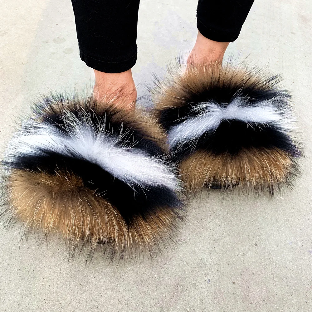 real racoon fur slides
